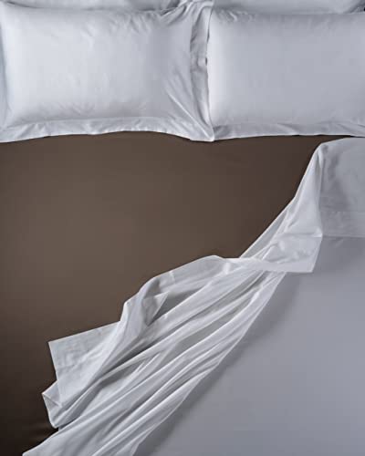 LENZUOLISSIMI - Bettwäsche aus Satin-Baumwolle, Fadenzahl 300, für Doppelbett, 160 x 200 cm, hergestellt in Italien, Braun von Lenzuolissimi