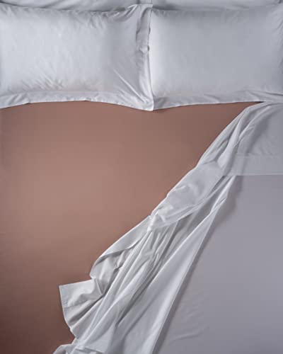 LENZUOLISSIMI - Bettwäsche aus Satin-Baumwolle, Fadenzahl 300, für Doppelbett, 180 x 200 cm, hergestellt in Italien – Pfirsich von Lenzuolissimi