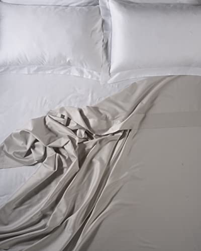 LENZUOLISSIMI - Queen Bettlaken aus Baumwollsatin, 300 Fäden, 240 x 290 cm, hergestellt in Italien, Hellbeige von Lenzuolissimi