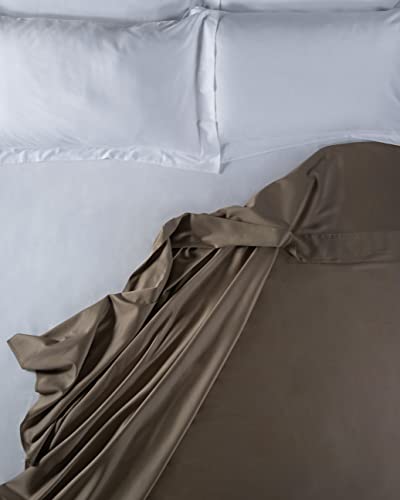 LENZUOLISSIMI - Queensize-Bettlaken aus Satin, Baumwoll-Satin, Fadenzahl 300, 240 x 290 cm, hergestellt in Italien, bronzefarben von Lenzuolissimi