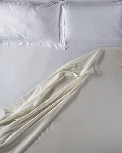 LENZUOLISSIMI - Queensize-Bettlaken aus Satin, Baumwoll-Satin, Fadenzahl 300, 240 x 290 cm, hergestellt in Italien, elfenbeinfarben von Lenzuolissimi