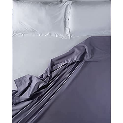 LENZUOLISSIMI - Queen-Bettlaken für Doppelbett, aus Satin-Baumwolle, Fadenzahl 300, 240 x 290 cm, hergestellt in Italien – Lavendel von Lenzuolissimi