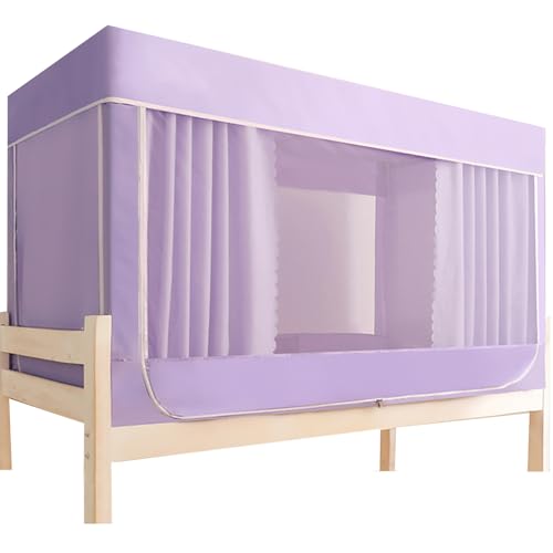 Leodun Verdunkelungsbett-Moskitonetz, Bettzelt, Traumzelt, Bettvorhang, Privatsphäre, Anti-Mücken, für Schlafzimmerdekoration für Erwachsene und Kinder,Lila,75" L x 35" W x 43" H von Leodun