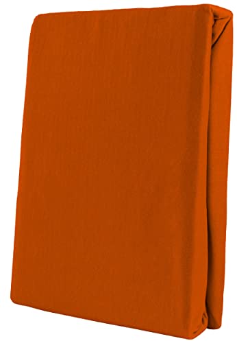 Leonado Vicent - Classic Spannbettlaken Bettlaken 100% Baumwolle Jersey Spannbetttuch in vielen Farben & Größen, Maße Spannbettlaken:120 x 200 cm - 130 x 200 cm, Farbe Spannbettlaken:Orange von Leonado Vicenti