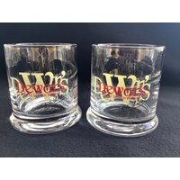 2 Vintage Dewar White Label Scotch Whisky Becherglas Becher Gläser von Leonascollections