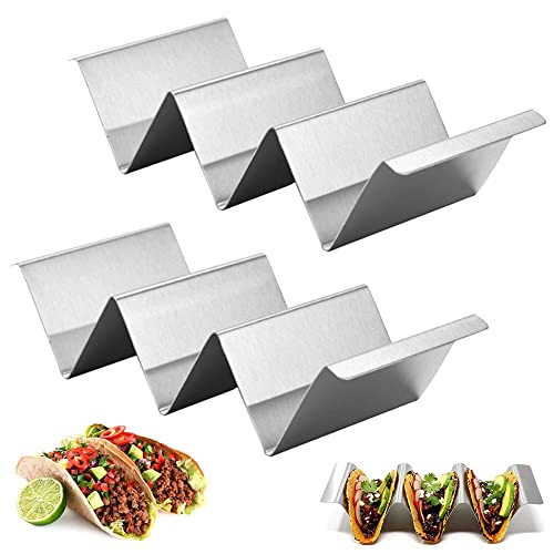 2 Stücke Tacos Halter Halter, Taco Halter Ständer, Edelstahl Taco Ständer, Edelstahl Hot Dogs Halter Halten, W-Typ kann 2 Oder 3 Tacos Aufnehmen, für Restaurant, Zuhause, Party, Picknick (Silber) von Lepidi