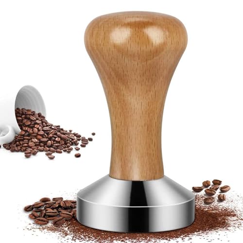 Espresso Tamper, 51mm Kaffee Tamper, Kaffeestampfer mit hochwertigem Echtholzgriff und Edelstahl, für Zuhause, Büro, Bar, Café von Lepidi