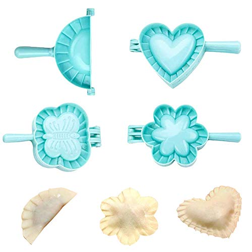 Teigtaschenformer Set, 4 Stück Knödel Maker Set, DIY Knödelhersteller, Einfach Schnell Plastik Herz Blume Schmetterling Kreis DIY Knödelmacher für Dumpling, Ravioli, Empanada (4 Stil) von Lepidi