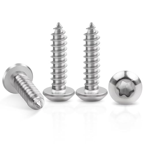 50 Stück Blechschrauben M3 x 12 mm, Leryati Edelstahl Flachkopf mit Scheibe Torx Schrauben, A2 V2A Holzschrauben Linsenkopf Vollgewinde, Selbstschneidende Schrauben Rundkopfschrauben Silber von Leryati