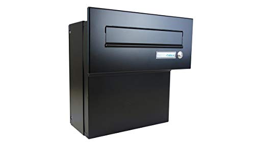 F-04 Schwarz (RAL 9005) Mauerdurchwurf Briefkasten mit Klingel (Tiefe: 18-27 cm) - LETTERBOX24.de von DOLS