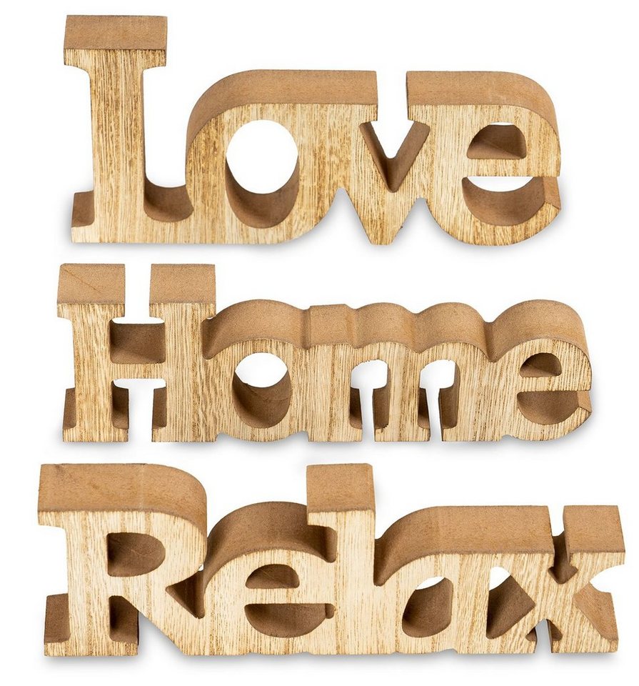 Levandeo® Deko-Schriftzug, levandeo 3er Set Schriftzug Holz Love Home Relax Natur braun von Levandeo®