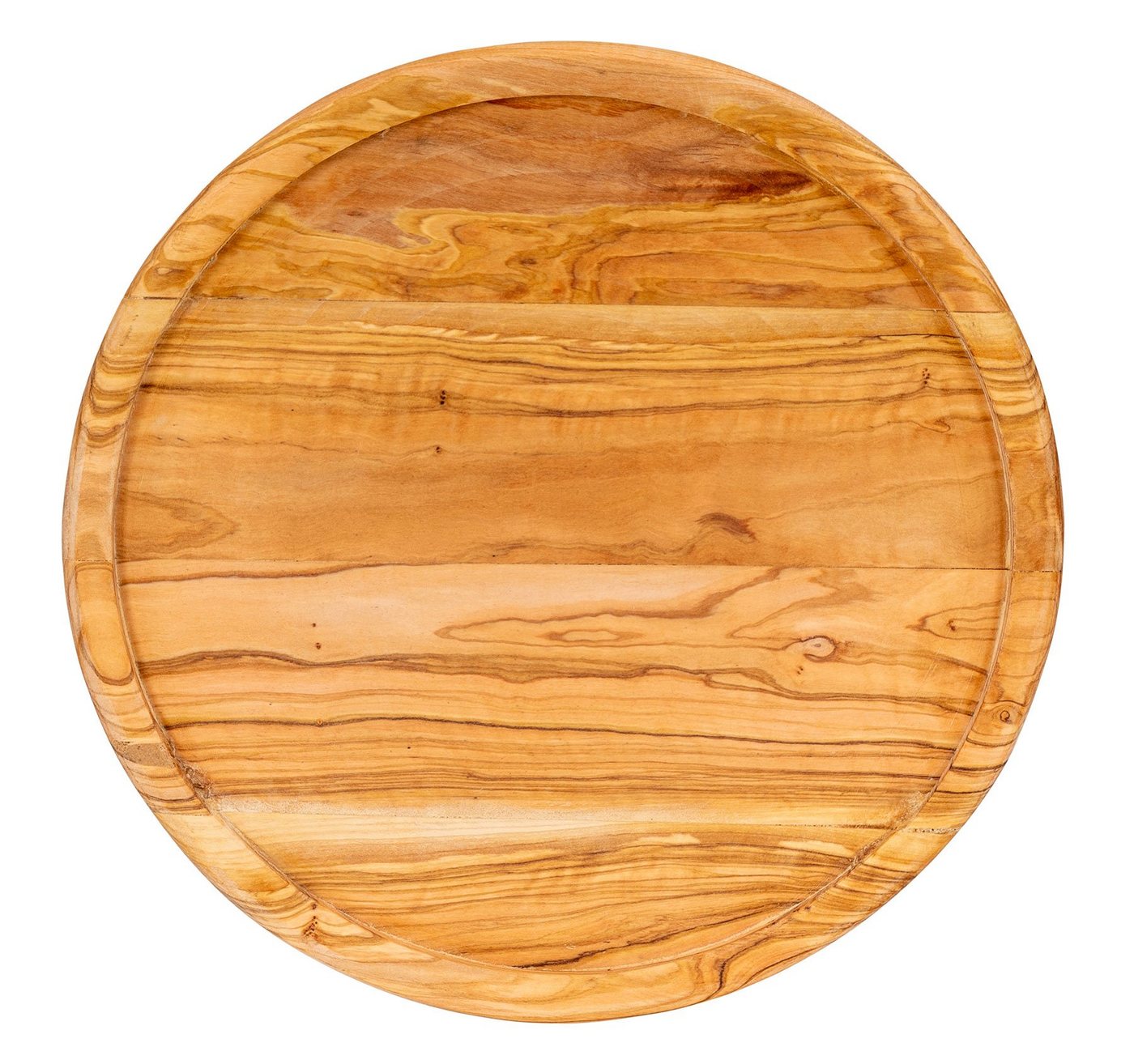 Levandeo® Dekoteller, Flacher Holz Servierteller 30cm Olivenholz Holzteller Natur Unikat von Levandeo®