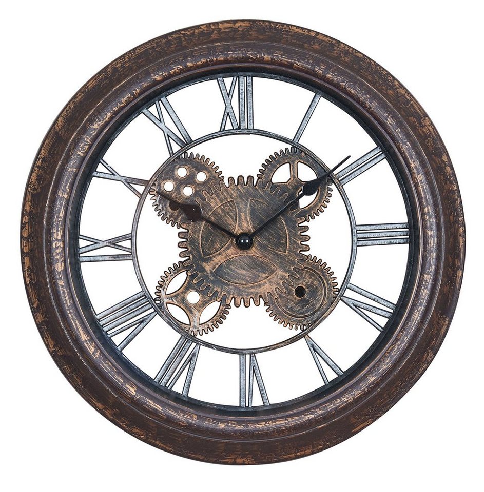 Levandeo® Wanduhr (Wanduhr 30x30cm Zahnrad Schwarz Kupfer Shabby Chic Vintage Uhr Deko) von Levandeo®