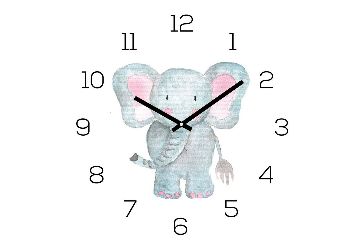 Levandeo® Wanduhr (Wanduhr Zootiere 30x30cm Elefant Glas Kinder Uhr Glasbild Tiermotiv) von Levandeo®