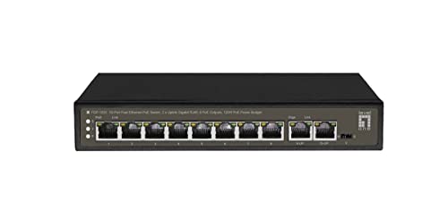LevelOne FGP-1031 Fast-Ethernet-PoE-Switch mit 10 Ports, 2 x Uplink-Gigabit-RJ45, 8 PoE-Ausgänge, 120 W PoE-Leistungsbudget von LevelOne
