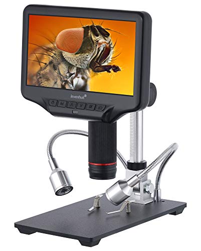 Levenhuk DTX RC4 Handmikroskop aus Metall mit Digitaler Fernbedienung, 5- bis 270-Facher Vergrößerung und 17,8-cm-LCD-Bildschirm von Levenhuk