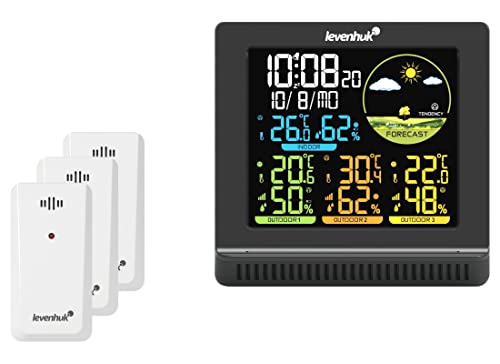 Levenhuk Wezzer PLUS LP40 Drahtlose Digitale Wetterstation mit 3 Fernsensoren, Thermometer, Hygrometer, Uhr und Kalender von Levenhuk