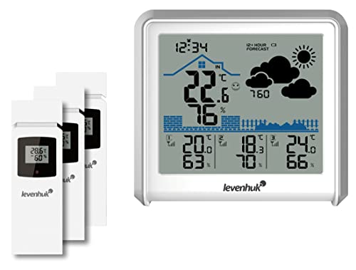 Levenhuk Wezzer PLUS LP50 Drahtlose Digitale Wetterstation mit 3 Fernsensoren, Thermometer, Hygrometer, Barometer, Wecker und Kalender von Levenhuk
