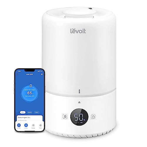 LEVOIT 3L Top Fill Luftbefeuchter, 360° Drehbare Düse Cool Mist Humidifier, 300 ml/H Nebelvolumen, 28dB leise, 25H Raumluftbefeuchter & Aroma Diffuser für Kinderzimmer Schlafzimmer Pflanzen von Levoit