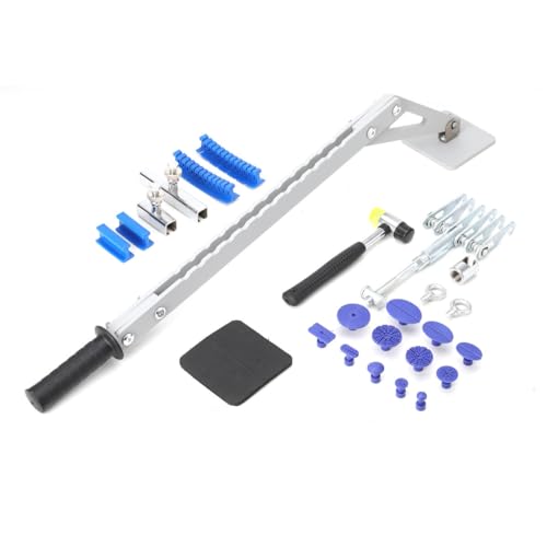 Lfhelper 6 Dent Puller Kit 625 mm Nivellierstange Single Leg Dent Puller 200 mm Dent Pull Bar Metal Dellen Reparaturset Dellen Lackfrei Klauenhaken mit Dent Ding Hammer Blaue Tabs Dellenreparatur von Lfhelper