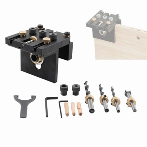 Lfhelper Pocket Hole Jig Kit 3-in-1 Hole Jig Puncher Locator Bohrschablone Dübel mit 6/8/10/15mm Bohrhülsen Holzbearbeitung Taschenloch Schrauben Jig Einstellbar Lochsucher Woodworking Doweling Jig von Lfhelper