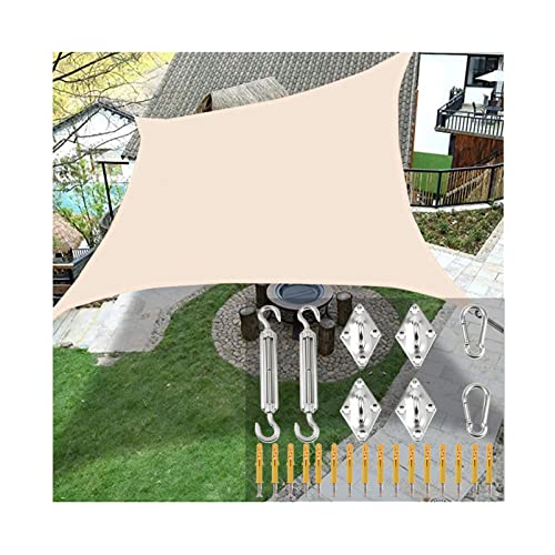 Sun Shade Sail Rectangle Awning Patio Sunshade Cover Canopy Durable Waterproof Fabric with Fixing Kit and 4 Ropes for Outdoor Garden Yard Pergola, Beige LiJJi von LiJJi