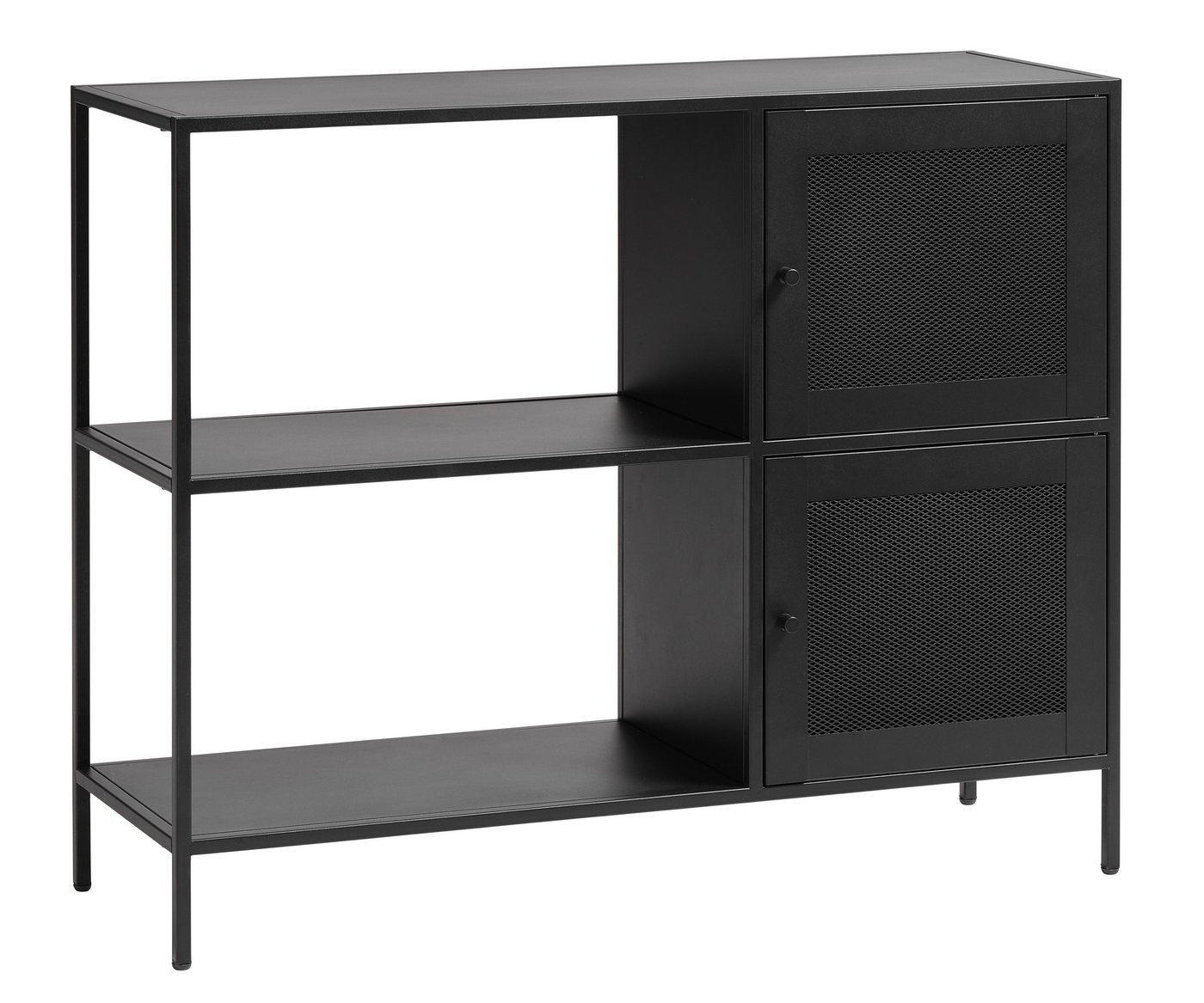 Liadomo Sideboard Ulima, mit 2 Türen, mit 2 offenen Fächern, mit Wechselgriffen schwarz/gold von Liadomo