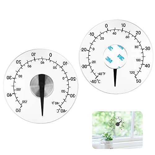 Außenthermometer 1 Stück Analoger Fensterthermometer -40 bis +50°C Wasserdichter Temperatur Thermometer Außen Acryl Fenster Temperaturanzeige Runder Außenthermometer zum Kleben (Transparent) von LiangDian