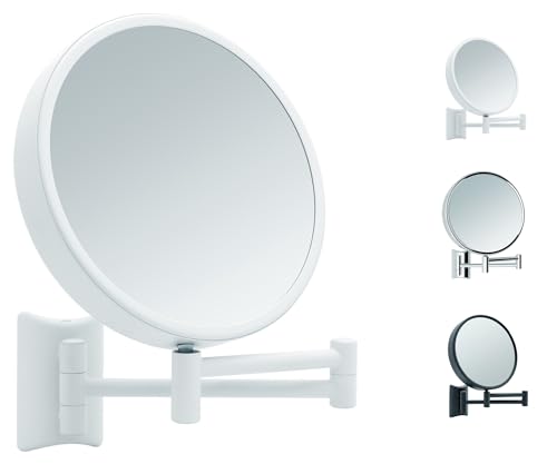 Libaro Kosmetikspiegel Imola 360° Schminkspiegel mit Wandmontage, Rasierspiegel doppelseitig mit Vergrößerung (Weiss (3x/7x)) von Libaro