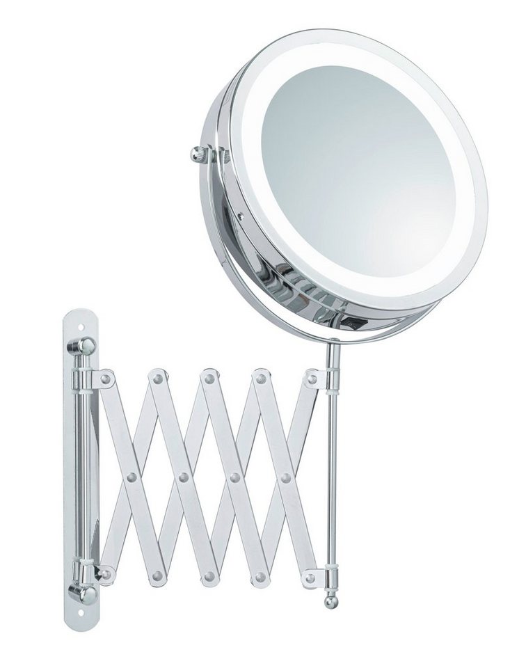 Libaro Kosmetikspiegel Melfi, LED Vergrößerungsspiegel 1x / 5x Scherenspiegel schwenkbar Wandmontage von Libaro
