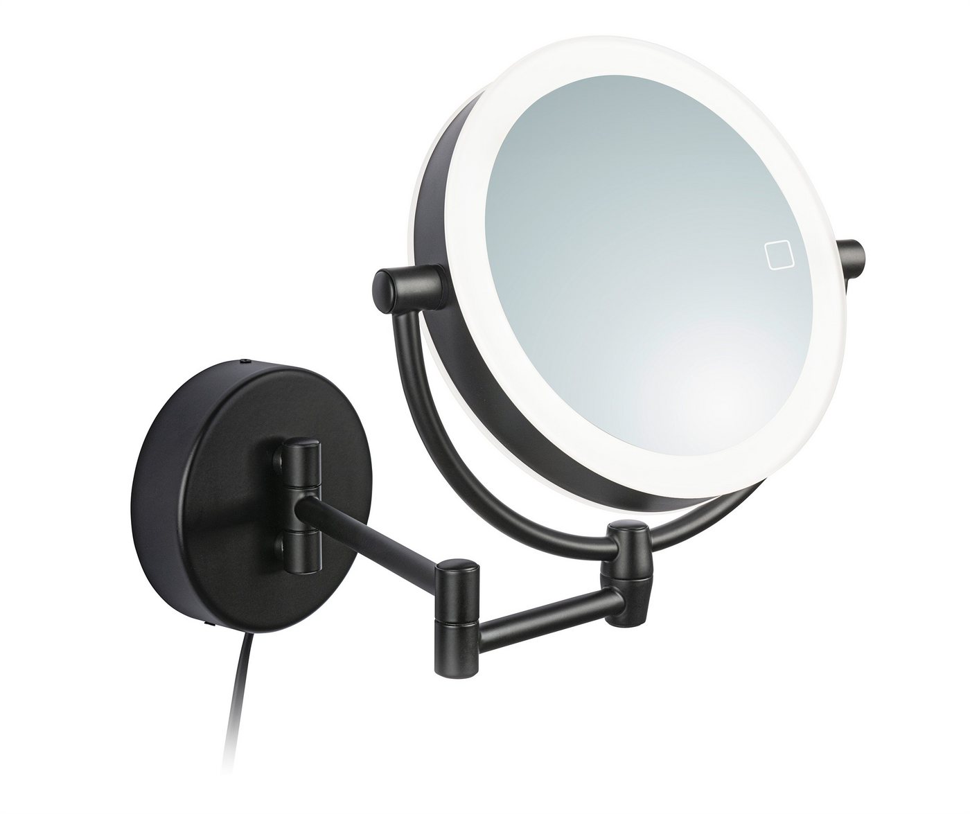 Libaro Kosmetikspiegel Modena, LED Kosmetikspiegel 2-seitig schwarz 360° Dimmer 5x / 10x Vergrößerung von Libaro