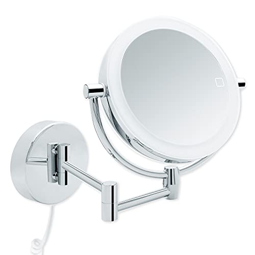 Libaro LED Kosmetikspiegel Modena Vergrößerungsspiegel 360° Schminkspiegel mit Wandmontage und Dimmerfunktion (3x/7x) von Libaro