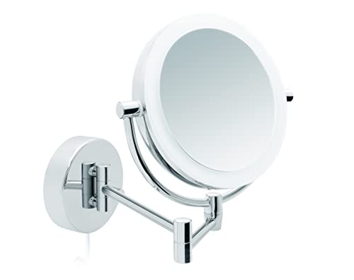 Libaro LED Kosmetikspiegel Modena Vergrößerungsspiegel 360° Schminkspiegel mit Wandmontage und Dimmerfunktion (5X / 10x) von Libaro