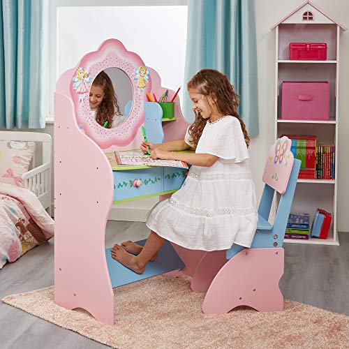 Liberty House Toys Fairy Dressing Table and Chair Schminktisch und Stuhl-Set, Holz, Rose, 120cm H x 68cm W x 39cm D von Liberty House Toys