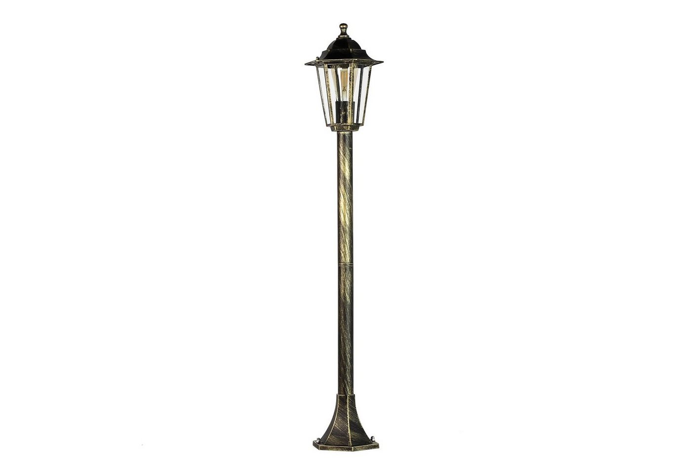 Licht-Erlebnisse Außen-Stehlampe PARIS, ohne Leuchtmittel, Wegeleuchte Gold antik rustikal Gartenlaterne Stehlampe Hof Lampe von Licht-Erlebnisse