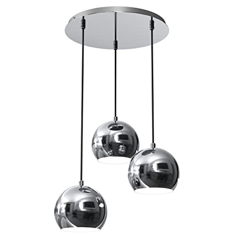 Licht-Erlebnisse Hängelampe Innen aus Metall in Chrom 3xGU10 rund D45cm für Wohnzimmer Esszimmer Küche Tresen modern Pendellampe Pendelleuchte Hängeleuchte von Licht-Erlebnisse