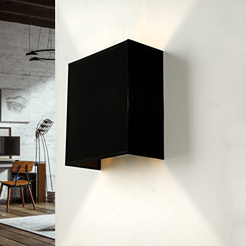 Wandleuchte Stoff ALICE Schwarz Loft Design eckig B:21cm E27 Moderne Wandlampe Schlafzimmer Wohnzimmer Flur von Licht-Erlebnisse