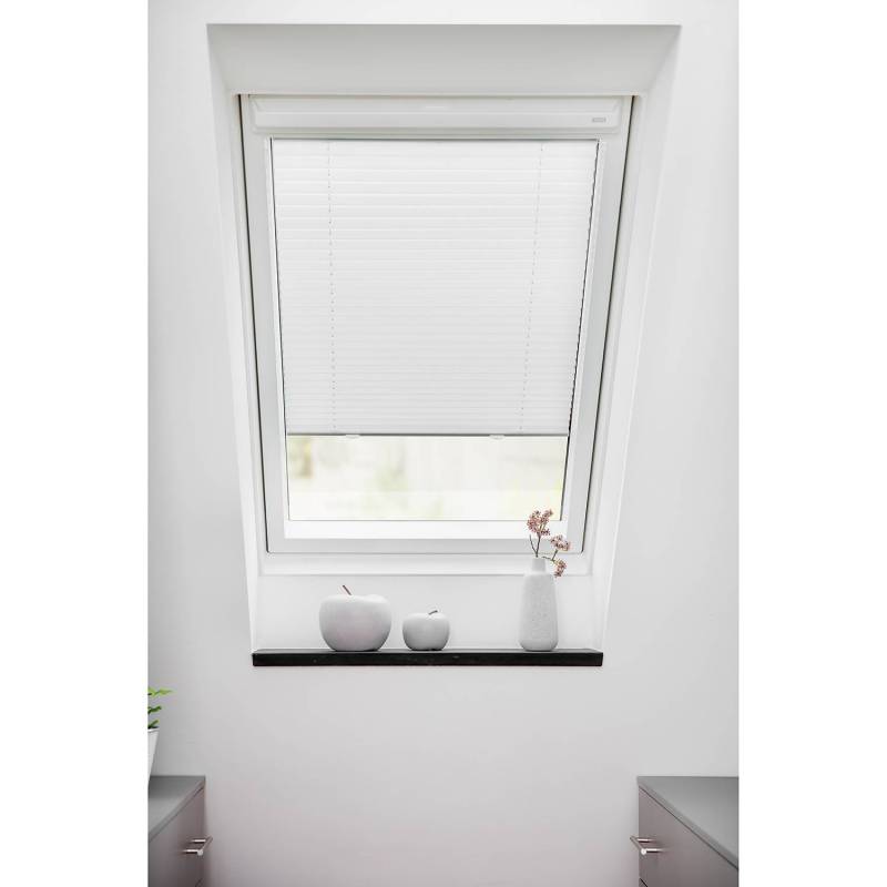 Lichtblick Dachfenster Plissee Haftfix 47x100 cm (BxH) Weiß Webstoff von Lichtblick