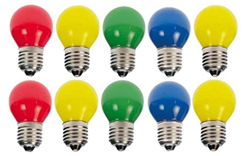 10 x LED Tropfen/Kugel E27 1W bunt gelb gemischt Deko Lampe Birne farbig für Deko Lichterketten von Lichtidee