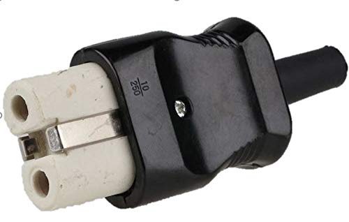Lichtidee Heißgeräte Bakelit Stecker SCHWARZ für Waffeleise, Bügeleisen alte Norm für bis zu3x1qmm Kabel zum selber konvektionieren von Lichtidee