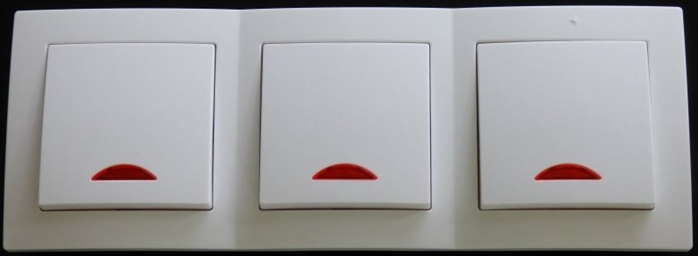 Lichtideen Schalter 7785 Levina Kunststoff 3x Schalter + Kontroll Glimm-Lampe weiß (Taster, Schalter, Anennendose, Steckdose mit USB lieferbar) von Lichtideen