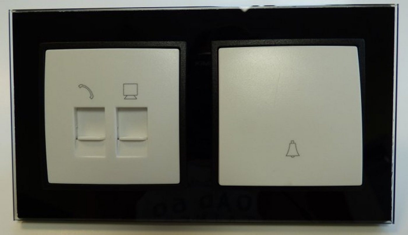 Lichtideen Schalter 7969 Abelka Nuovo schwarz GLAS RJ45 + Kontrollschalter (Taster, Schalter, Anennendose, Steckdose mit USB lieferbar) von Lichtideen