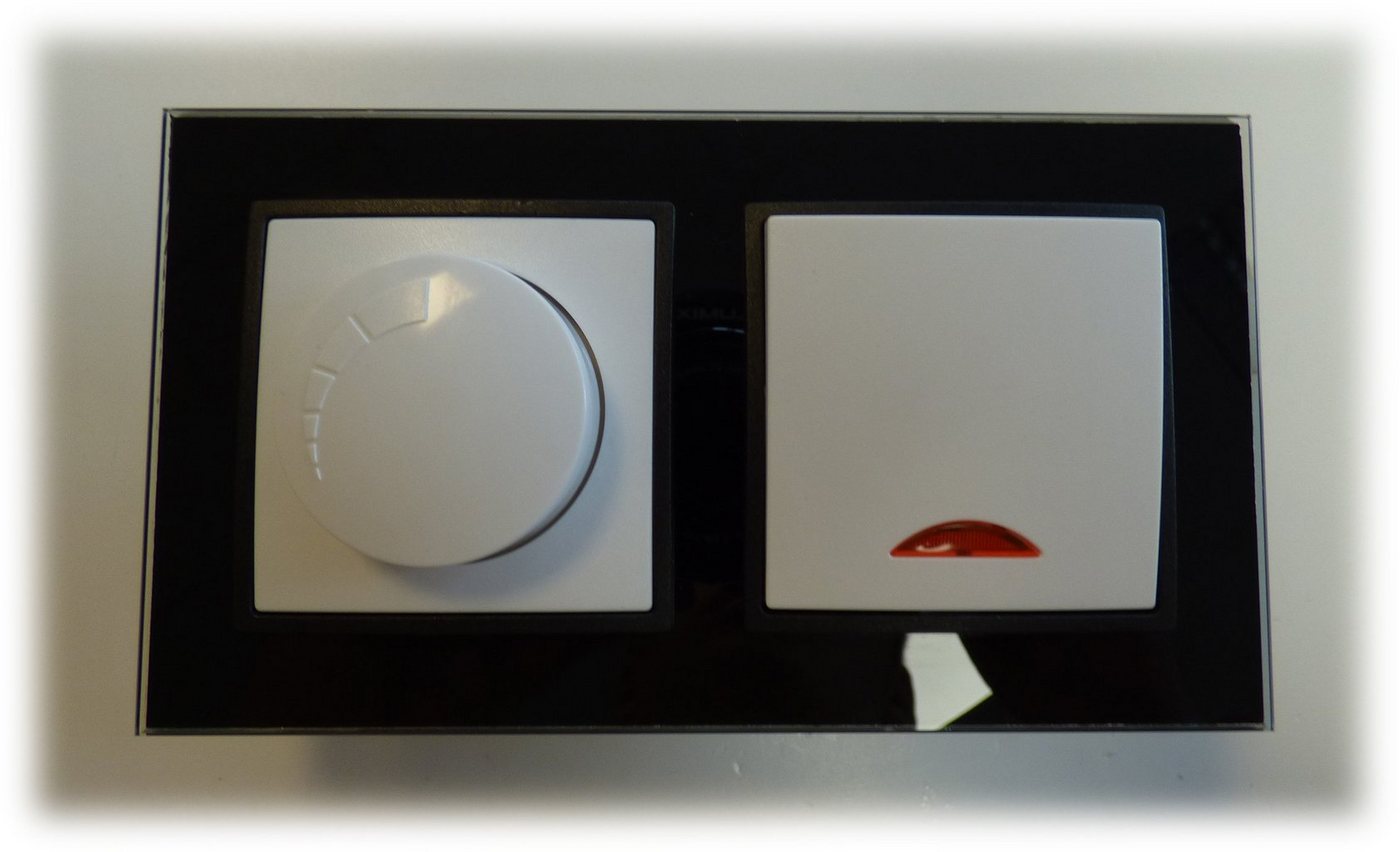 Lichtideen Schalter 7982 Abelka Nuovo schwarz GLAS Kontroll Schalter + Dimmer (Taster, Schalter, Anennendose, Steckdose mit USB lieferbar) von Lichtideen