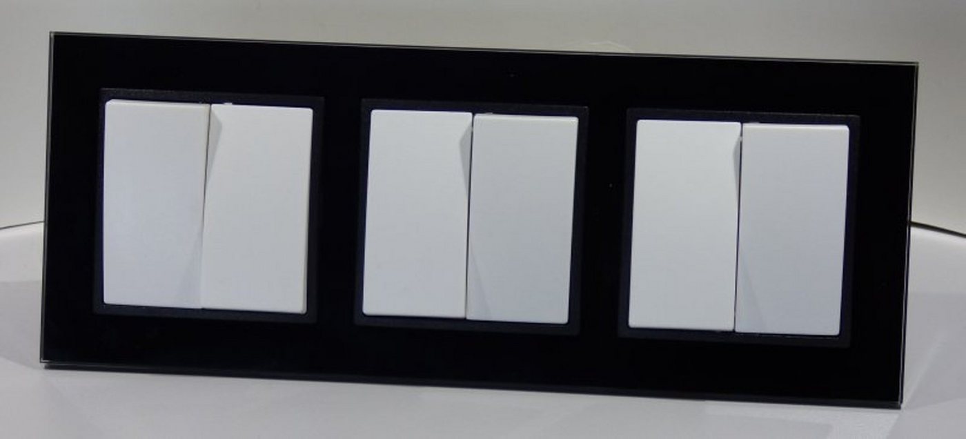 Lichtideen Schalter 6786 Abelka Nuovo schwarz GLAS 3 x Serien Schalter (Taster, Schalter, Anennendose, Steckdose mit USB lieferbar) von Lichtideen