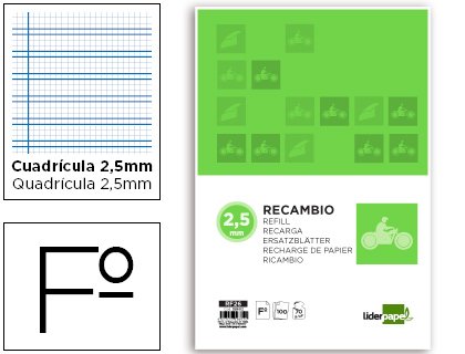 Liderpapel RF26 Ersatz kariert liniert mit Rand 4 Bohrern von Liderpapel