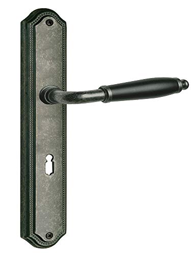 Langschildgarnitur Modell Micado Antik grau Griffstück schwarz vers. Varianten (WC DIN Norm) von Lienbacher