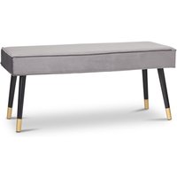 LIFA LIVING Sitzbank Barcelona Grau, aus Samt, 101 x 42 x 45 cm von Lifa Living