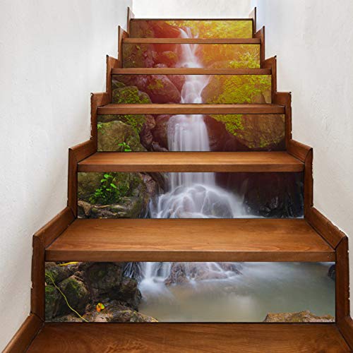 LifeUp Treppen Aufkleber,Selbstklebend 3D Aufkleber Vinyl Tapezieren,Mondscheinwald Treppe Sticker (Wasserfall) von LifeUp