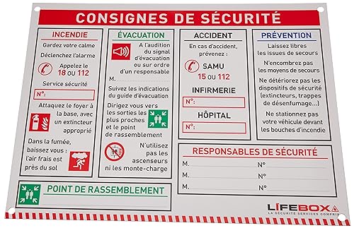 JOD1 LBXJOD1SIGNALconsignes2 – Vertikales Schild für Sicherheitshinweise von Lifebox