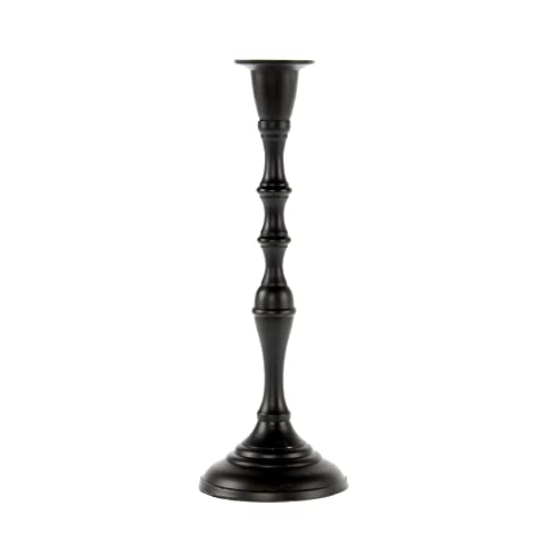 Lifestyle & More Edler Kerzenständer einarmig Kerzenleuchter aus Aluminium schwarz Höhe 24 cm Breite 9 cm von Lifestyle & More